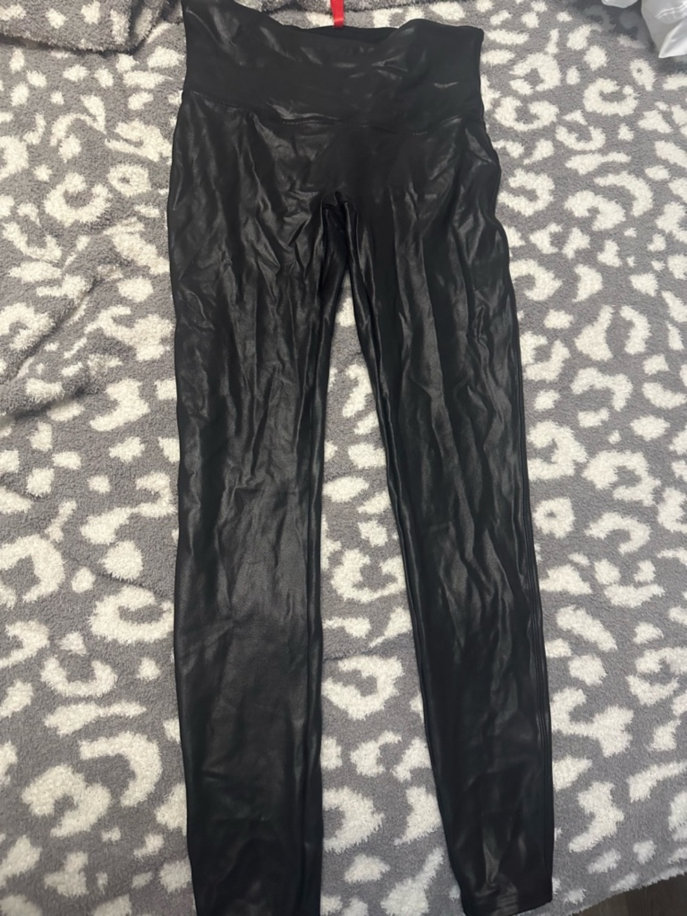 SPANX Black Shaping Leggings with shimmer.